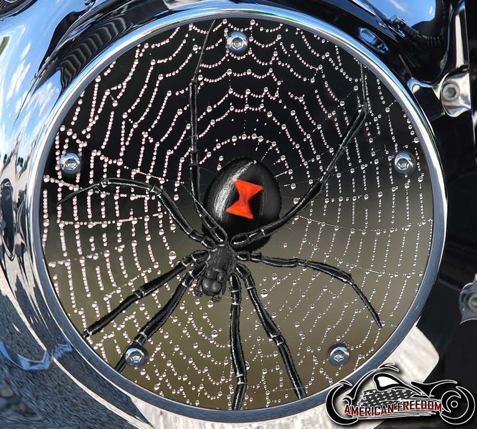 Custom Derby Cover - Spider on web w/ dew